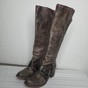 Freebird Sabina 7 tall leather boots in brown/green